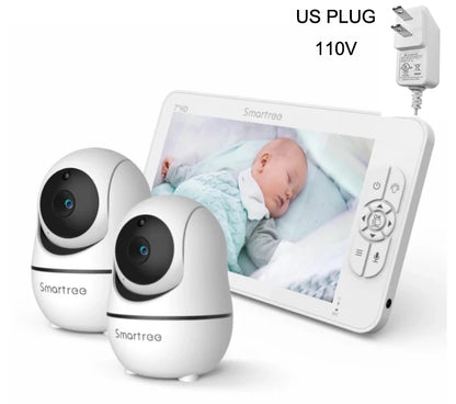 1080P HD Split Screen Video Baby Monitor with two Camera, Hack Proof, Remote Zoom/Pan/Tilt, 4000mAh Battery