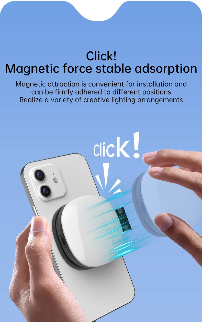 Mini Magnetic Selfie Mirror Led Light dual-colour adjustable reversible fill light bracket