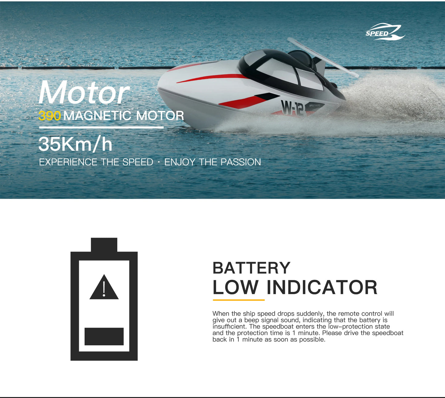 High Speed Racing Speedboat Toy For Children or Adults -Remote Control 55KM/H 35KM/H