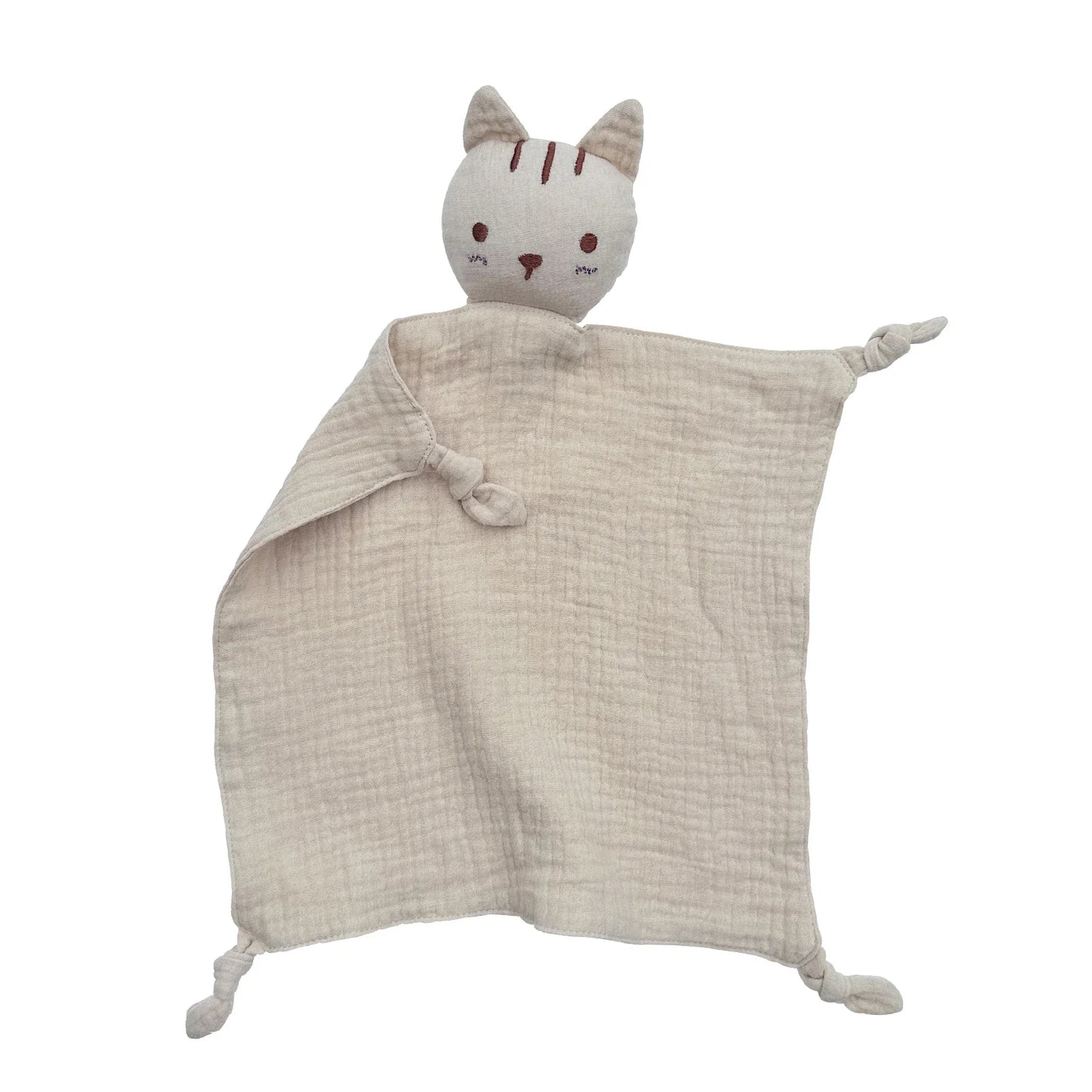 Soft Cotton Baby Bib Stuffed Cat Doll Newborn Towel Blanket