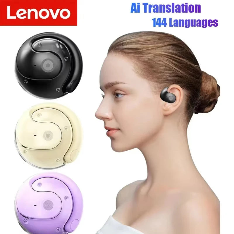 Lenovo AI Earphones Wireless Bluetooth Real-time Language Translation 144 Languages Headphone Translator