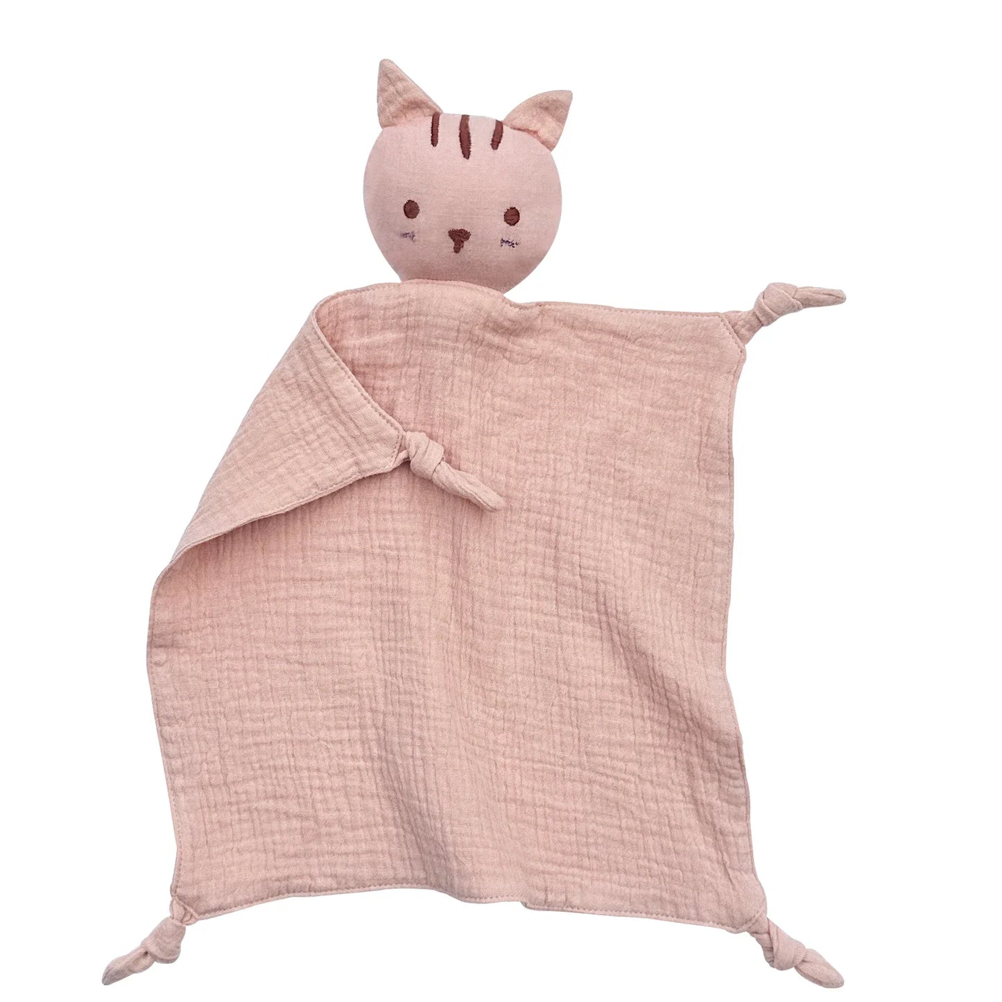 Soft Cotton Baby Bib Stuffed Cat Doll Newborn Towel Blanket