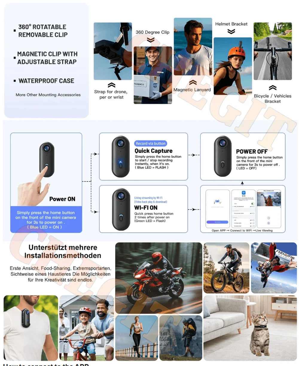 4K HD  Mini Recorder Finger WIFI Action Camera Lightweight
