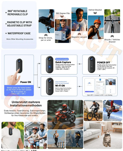 4K HD  Mini Recorder Finger WIFI Action Camera Lightweight