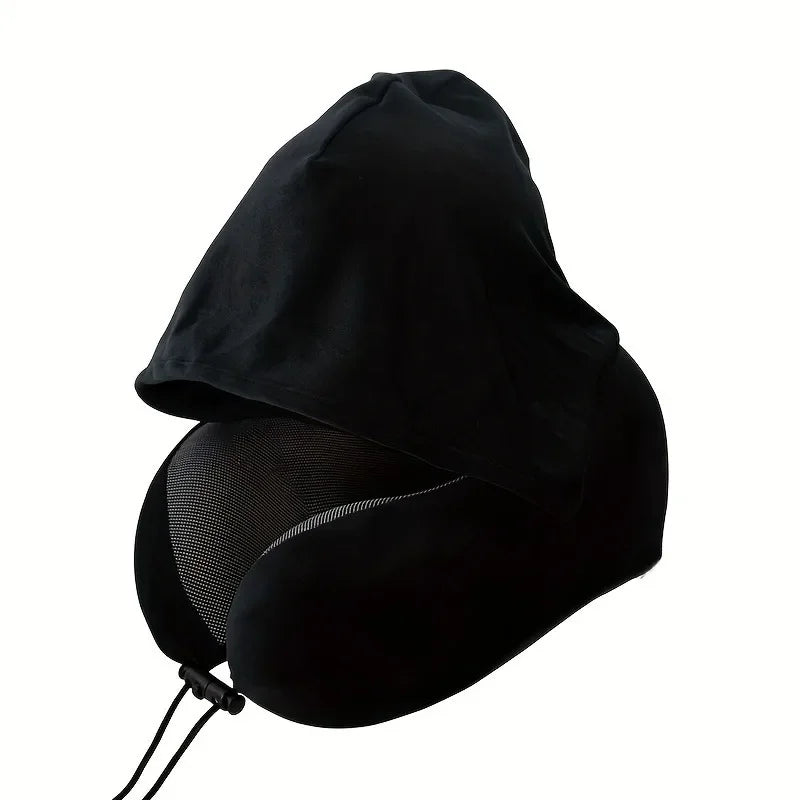 Neck Support for Airplane Memory Foam U-Shaped Travel Pillow with Detachable Hoodie