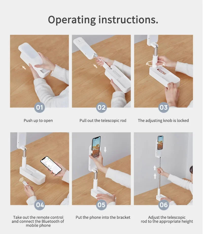 Multifunction Mobile Phone Holder Can Be Bent & Telescopic with light & remote control