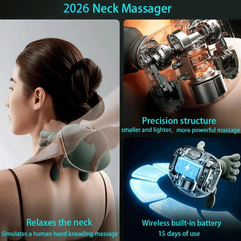 Wireless Neck And Back Massager with Heat 4D Kneading Shiatsu Deep Tissue