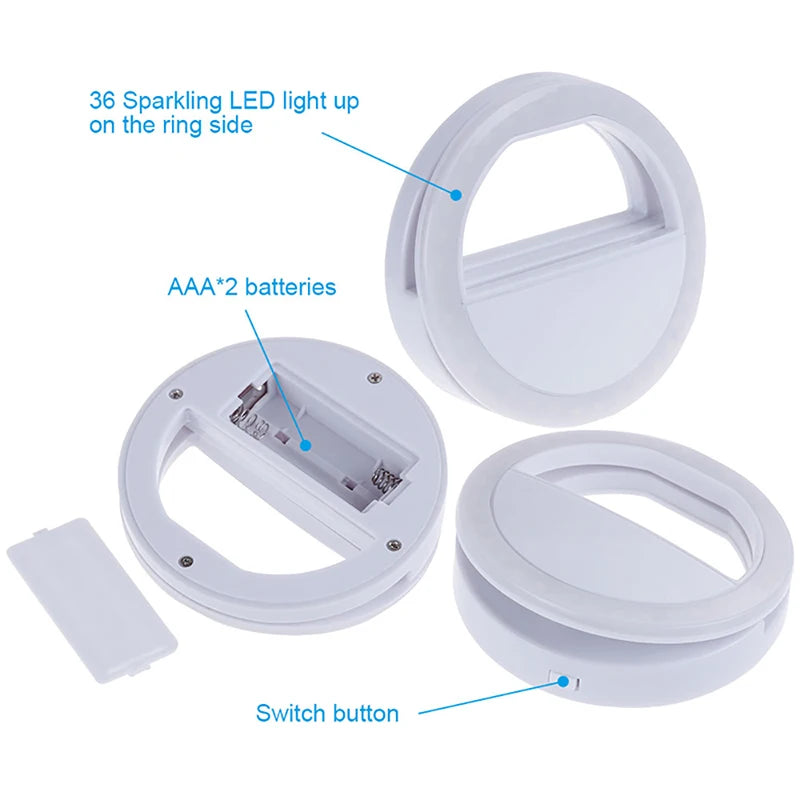 LED Selfie Ring Fill Light Cell Phone Taking Photos Live Streaming Beauty Led 3 Speed Adjustable Fill Light Clip For Video Live