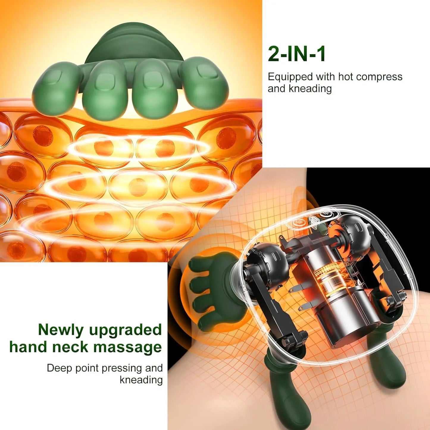 Wireless Neck And Back Massager with Heat 4D Kneading Shiatsu Deep Tissue