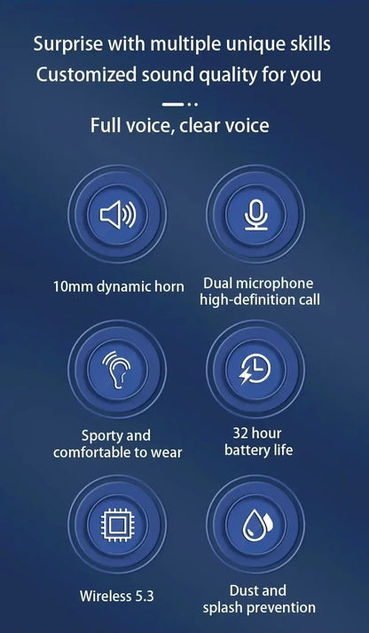 Wireless Sport TWS Earphones HiFI Stereo Waterproof Headset With Mic