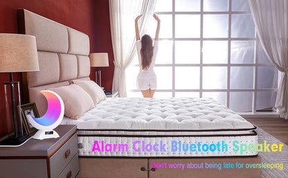 Cute Moon Mood Light Touch Dimming with Clock RGB Color Changing Light Bluetooth Speaker Music Playback  Bedroom Night Light