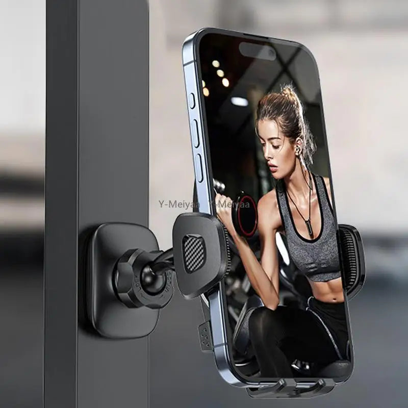 Gym Magnetic Phone Holder 360 Adjustable Stand Compatible With 4-7 Smartphone