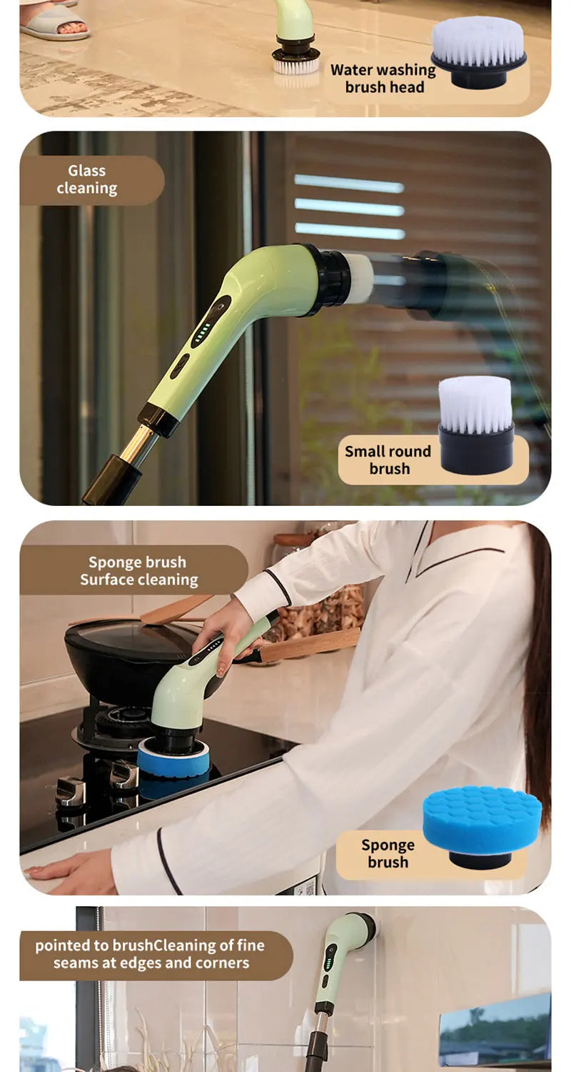 9-in-1 Electric Cleaning Brush Electric Spin Cleaning Scrubber