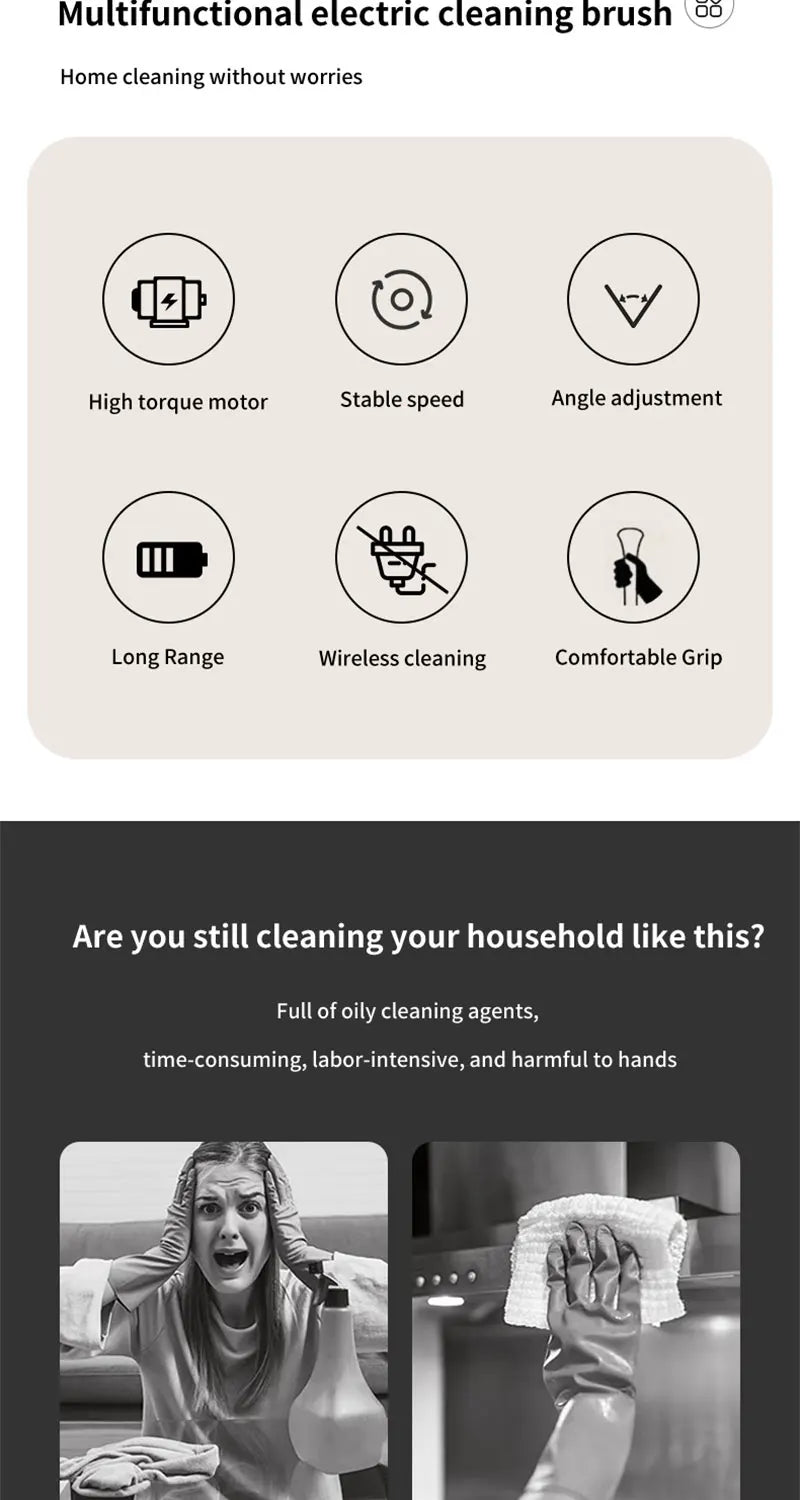 9-in-1 Electric Cleaning Brush Electric Spin Cleaning Scrubber