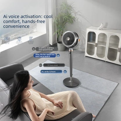 Smart Voice Control Fan with Aromatherapy Energy Saving Pure Copper Motor Air Circulator