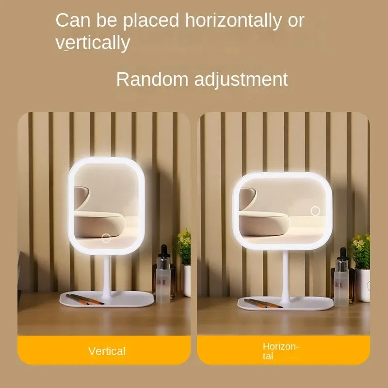 Small Unique Designer Vanity Mirror Three Colors LED Light Makeup Mirror Touch Control