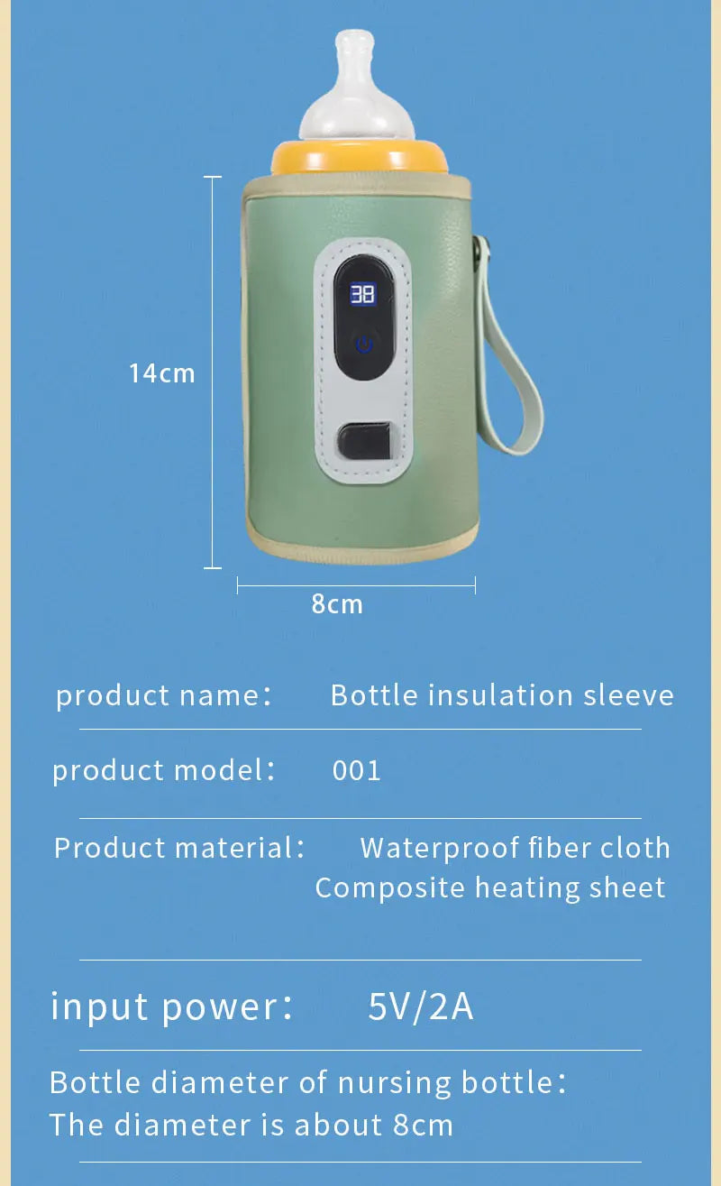 Portable Baby Bottle Insulation Sleeve, Baby Milk Insulation Device with LCD Screen, USB connection & 5  temperature mode