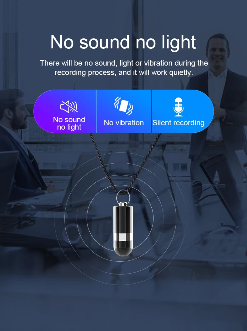 Mini Voice Recorder Digital Device with key ring & necklace