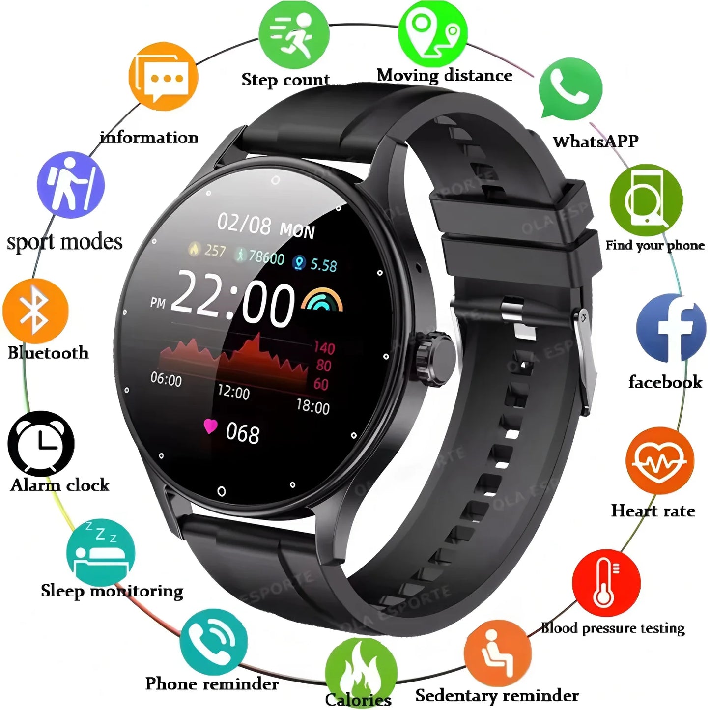 2026 Smart Watch Women Men Heart Rate Monitor Waterproof Smartwatch For Android IOS