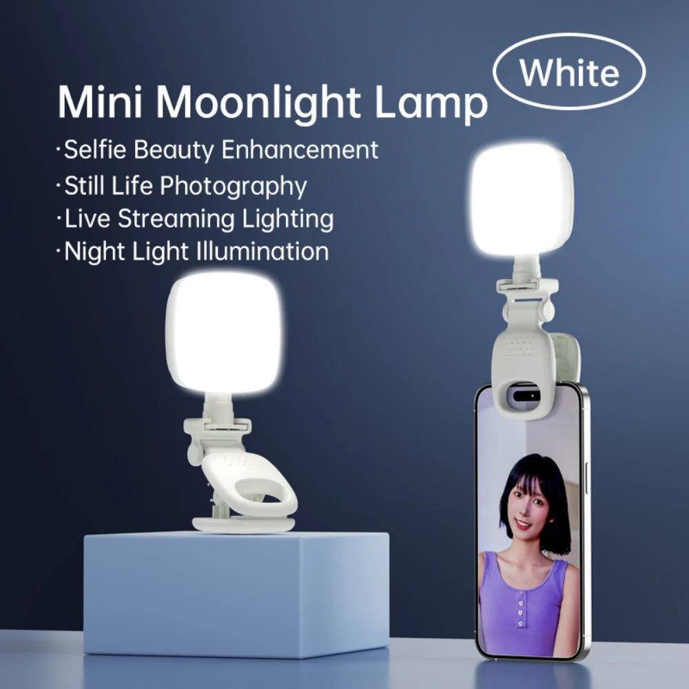 Mini Moonlight Portable Adjustable LED Selfie Clip Light for cell, laptop