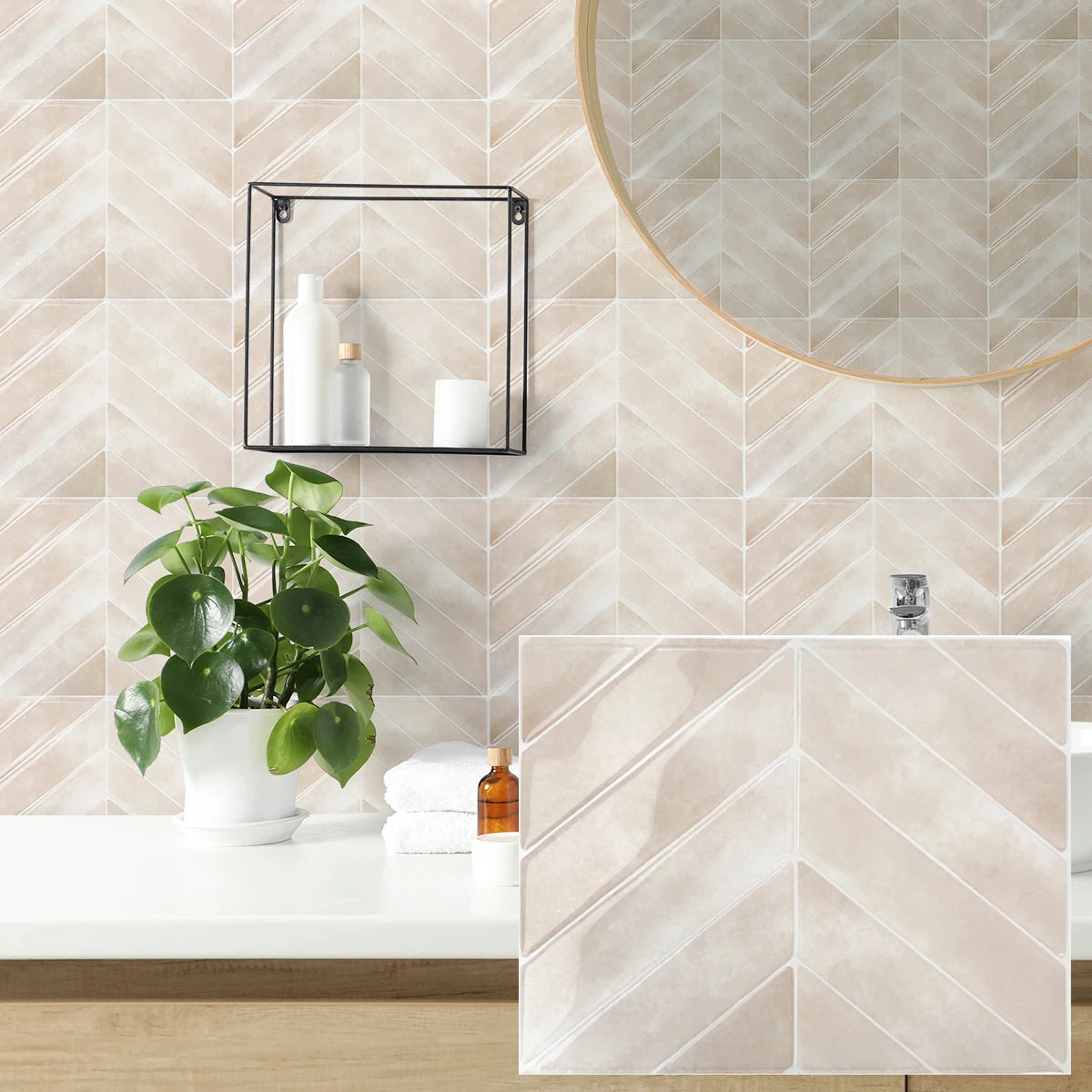 3D self-adhesive wall stickers, waterproof and easy to clean, suitable for kitchen, bathroom, living room, dining room, etc.