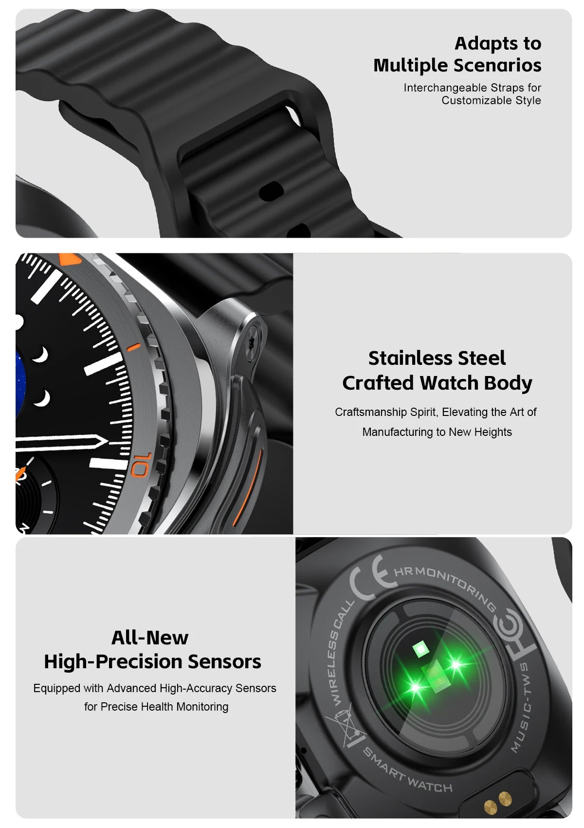 New watch earphones 2-in-1 smartwatch, Health monitoring device, wireless calling, 100+sports mode male and female smartwatches