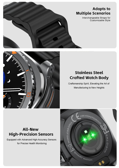 New watch earphones 2-in-1 smartwatch, Health monitoring device, wireless calling, 100+sports mode male and female smartwatches