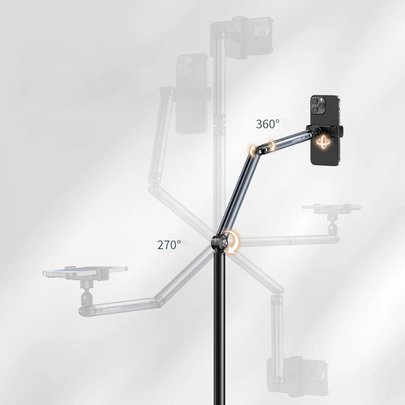 Stand Phone, Tablet Holder Floor Aluminum  Retractable iPad Clip
