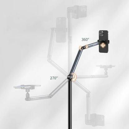 Stand Phone, Tablet Holder Floor Aluminum  Retractable iPad Clip