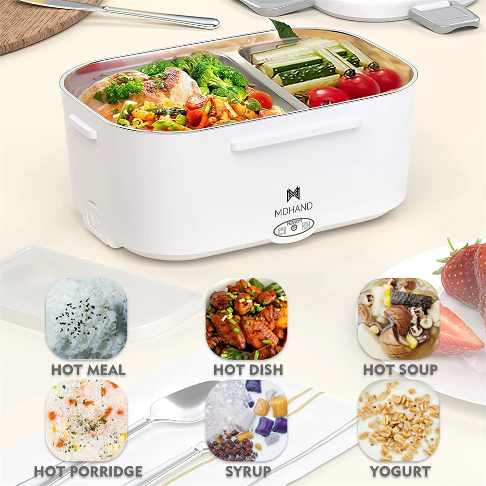 1.5L 65W Portable Electric Lunch Box for Car Or Home -  Stainless Steel Liner with Cloth