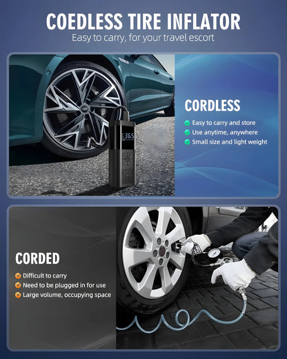 Portable Air Compressor 3X Faster 150PSI Cordless Tire Inflator Pump with Digital Gauge for