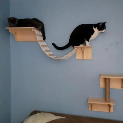 Wall Mounted Cat Climbing Shelves Cat House Cat Bridge Cat Hammock