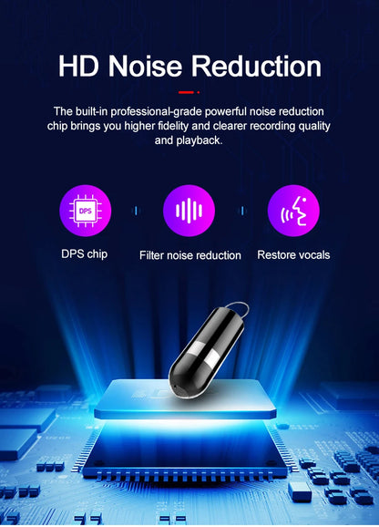 Mini Voice Recorder Digital Device with key ring & necklace