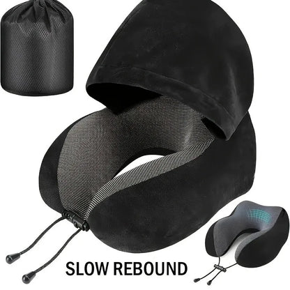 Neck Support for Airplane Memory Foam U-Shaped Travel Pillow with Detachable Hoodie