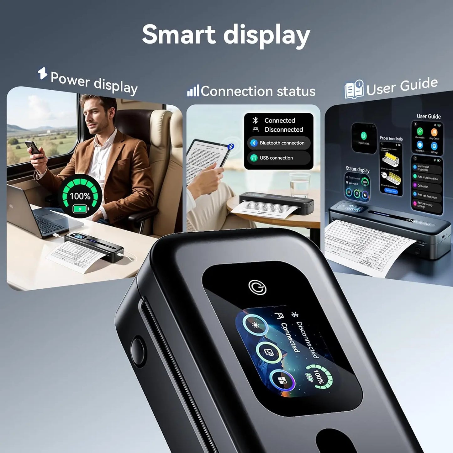 Phomemo M832D Touchscreen Portable Printer Thermal Inkless Supports Prints A4 & US Letter, Compatible with iOS/Android/PC