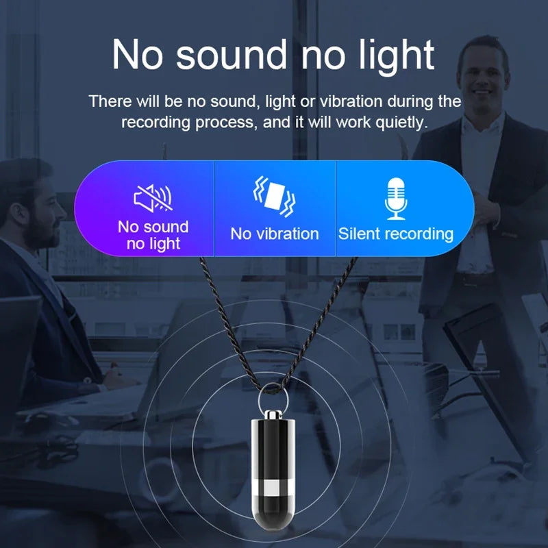 Mini Voice Recorder Digital Device with key ring & necklace