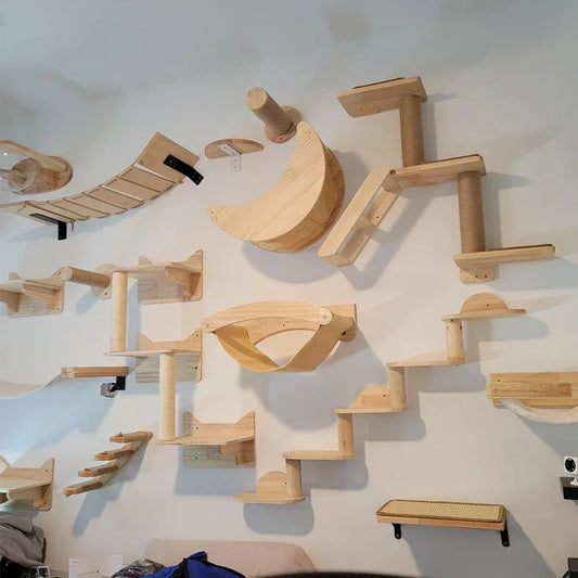 Wall Mounted Cat Climbing Shelves Cat House Cat Bridge Cat Hammock