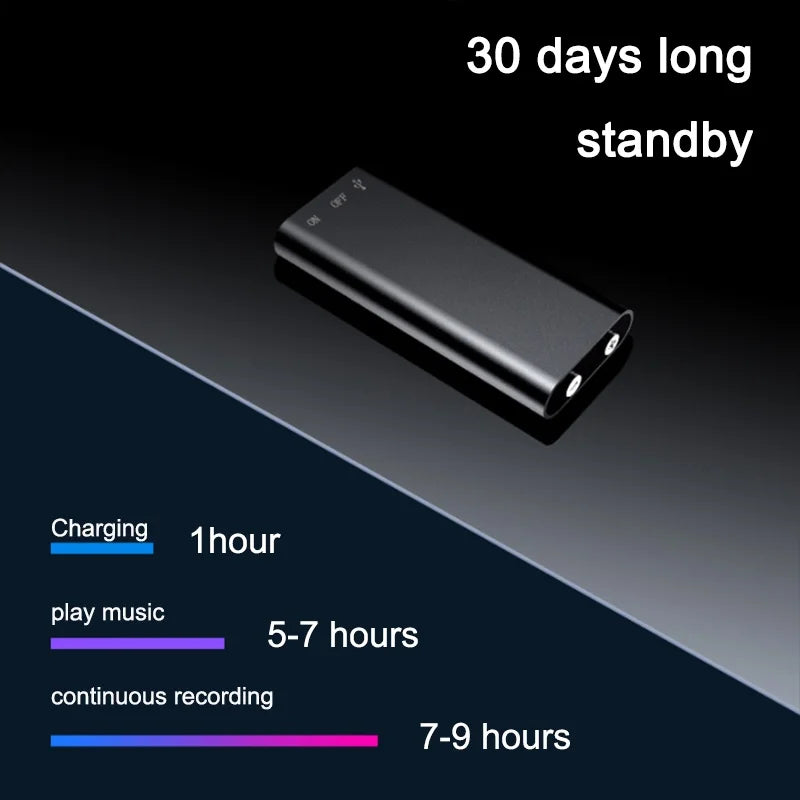 Smallest Ultra thin Activated Voice Recorder Noise Reduction 4-64Gb Audio Dictaphone MP3 Player