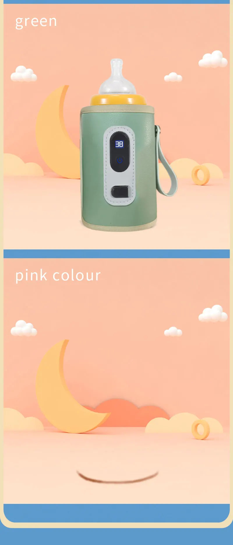 Portable Baby Bottle Insulation Sleeve, Baby Milk Insulation Device with LCD Screen, USB connection & 5  temperature mode