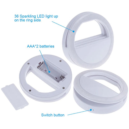 LED Selfie Ring Fill Light Cell Phone Taking Photos Live Streaming Beauty Led 3 Speed Adjustable Fill Light Clip For Video Live