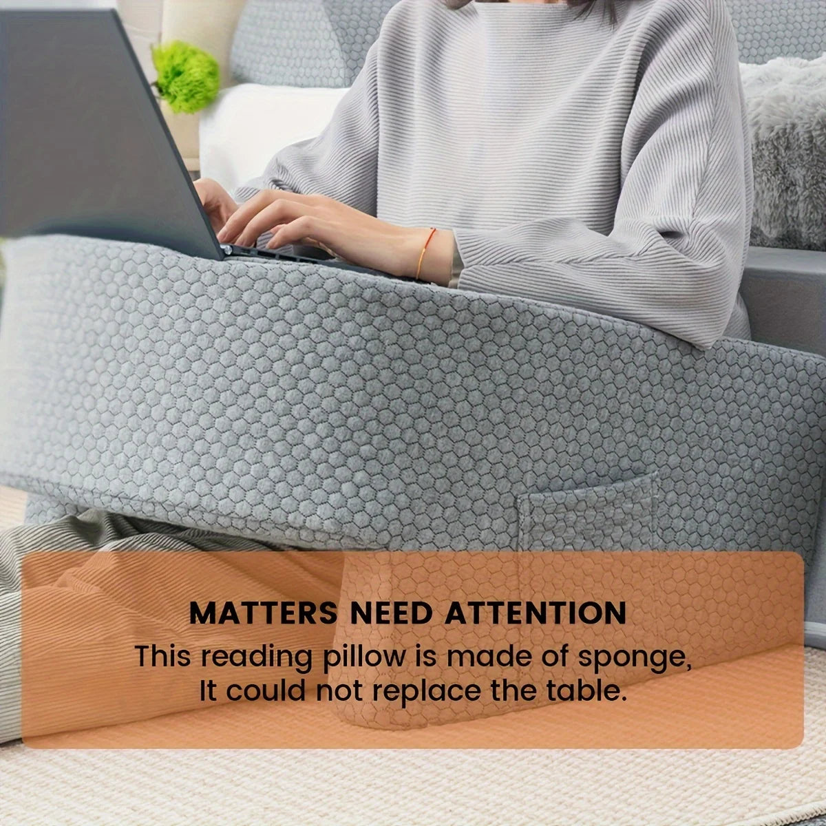 Large Reading Pillow, Memory Foam Bed Rest Pillow for Reading, laptop