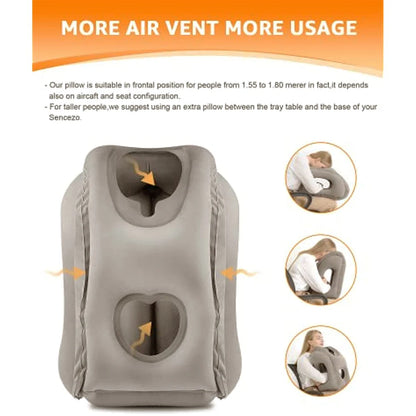 Inflatable Air Cushion Pillow Headrest Chin Support for Airplane, Car, Office Rest Neck Nap Pillow
