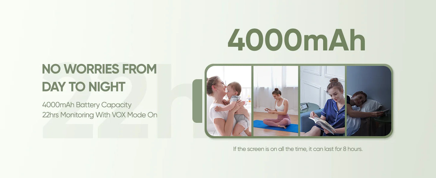 1080P HD Split Screen Video Baby Monitor with two Camera, Hack Proof, Remote Zoom/Pan/Tilt, 4000mAh Battery