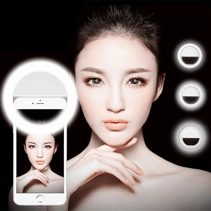 LED Selfie Ring Fill Light Cell Phone Taking Photos Live Streaming Beauty Led 3 Speed Adjustable Fill Light Clip For Video Live