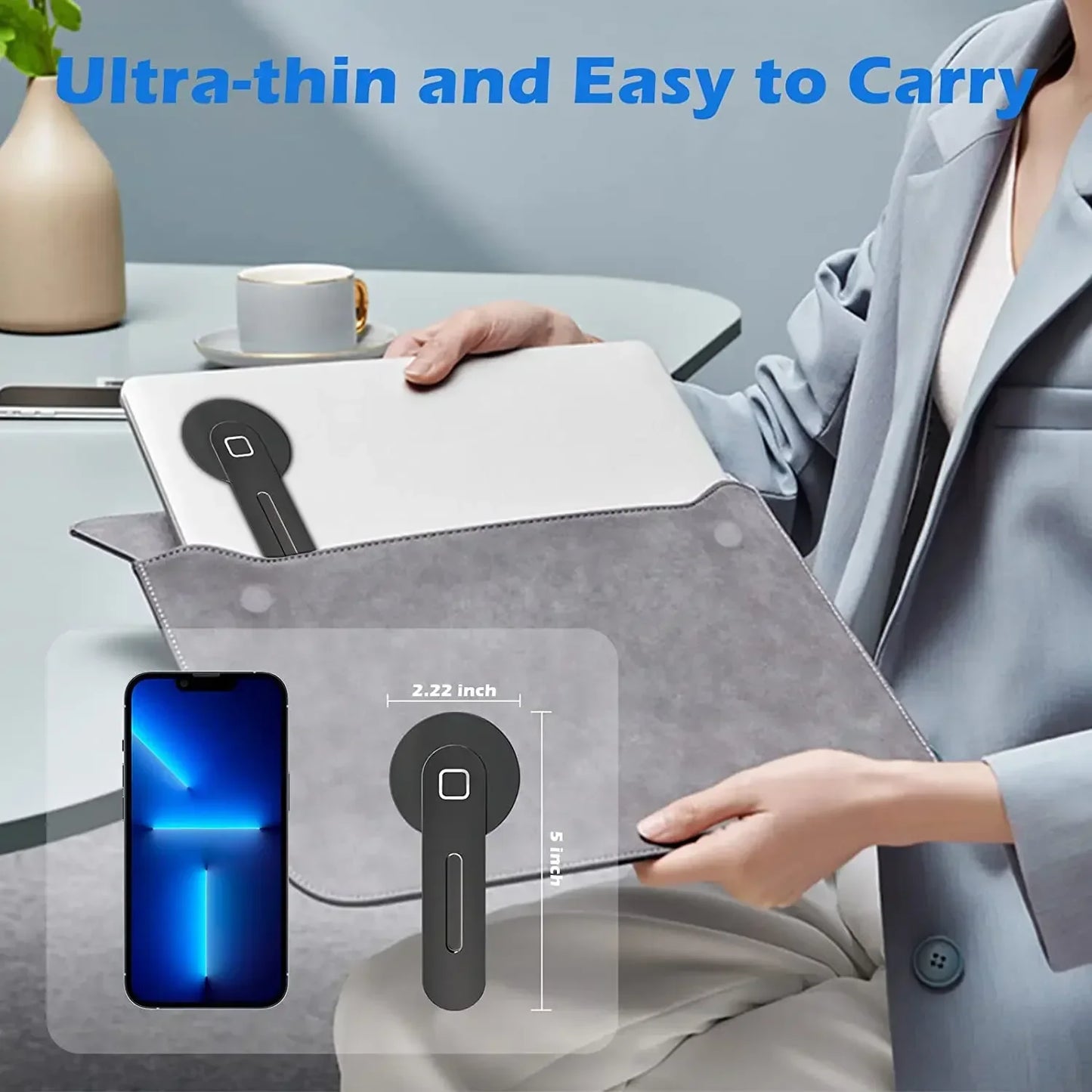 Magnetic Laptop Phone Holder Slim & Foldable For iPhone 14 13 12 Series Case and All Phone