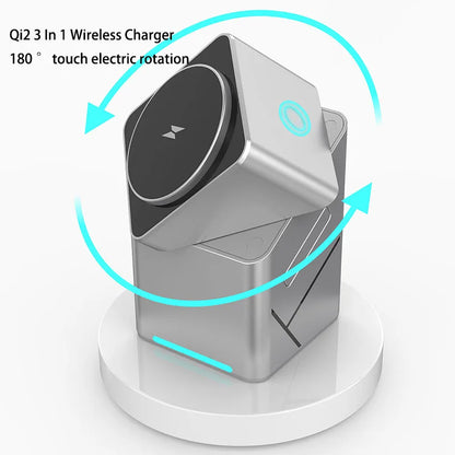 Rotating iphone  3in1 15w Magnetic Wireless Charger Stand For iPhone 16 15 14 13 12 Max  iWatch Airpods Fast Charging Dock