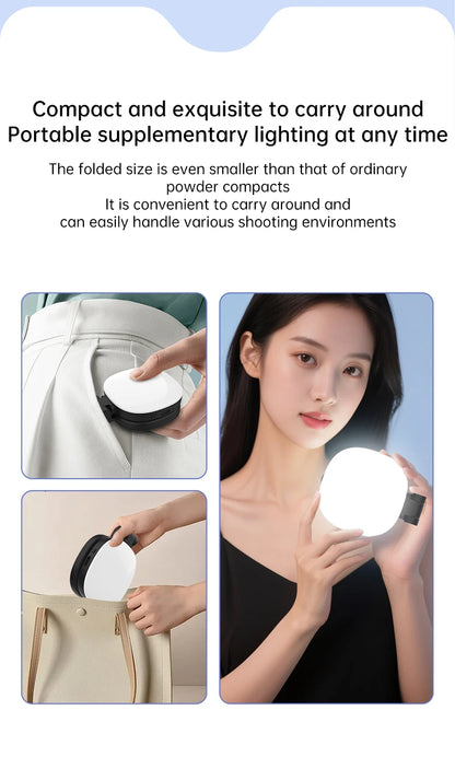 Mini Magnetic Selfie Mirror Led Light dual-colour adjustable reversible fill light bracket