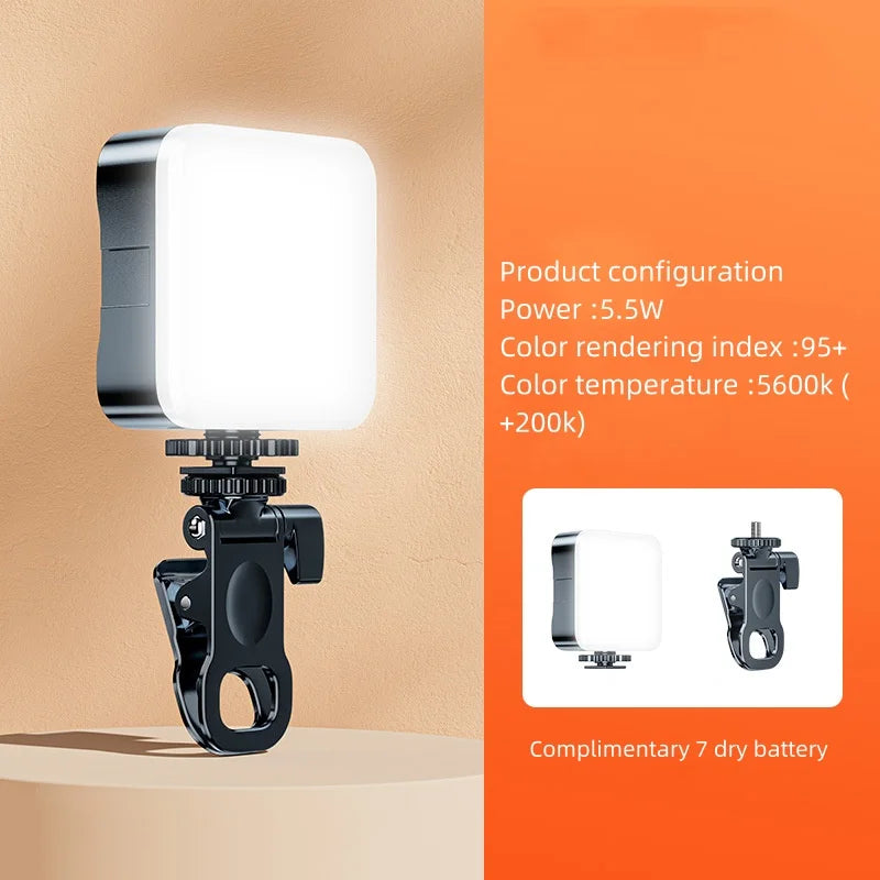 Led Adjustable Portable Selfie Video Light-Brightness Boost Color Control with Clamp Tripod Selfie Stick