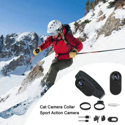 0.96 inch Mini Pet Collar Camera USB Rechargeable HD 1080P LCD Display Lightweight Pet Sport Camera Support Video and Photo Func