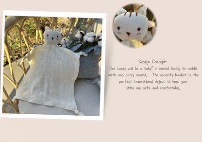 Soft Cotton Baby Bib Stuffed Cat Doll Newborn Towel Blanket